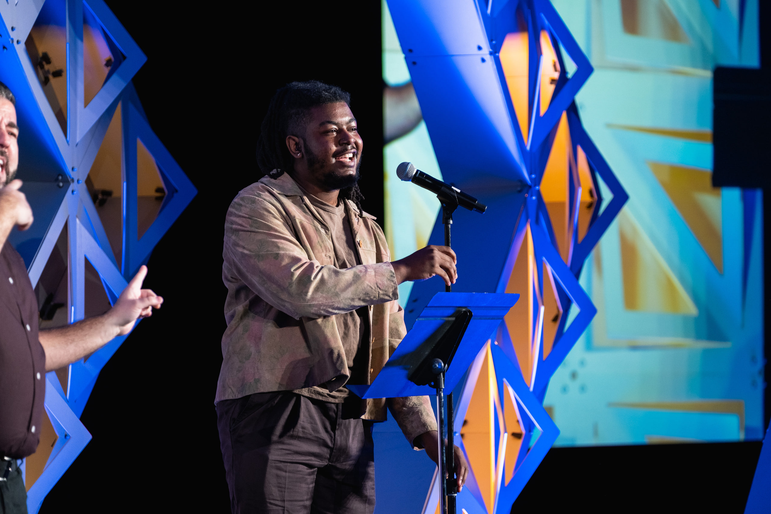 Speaker gesturing, set as color field.