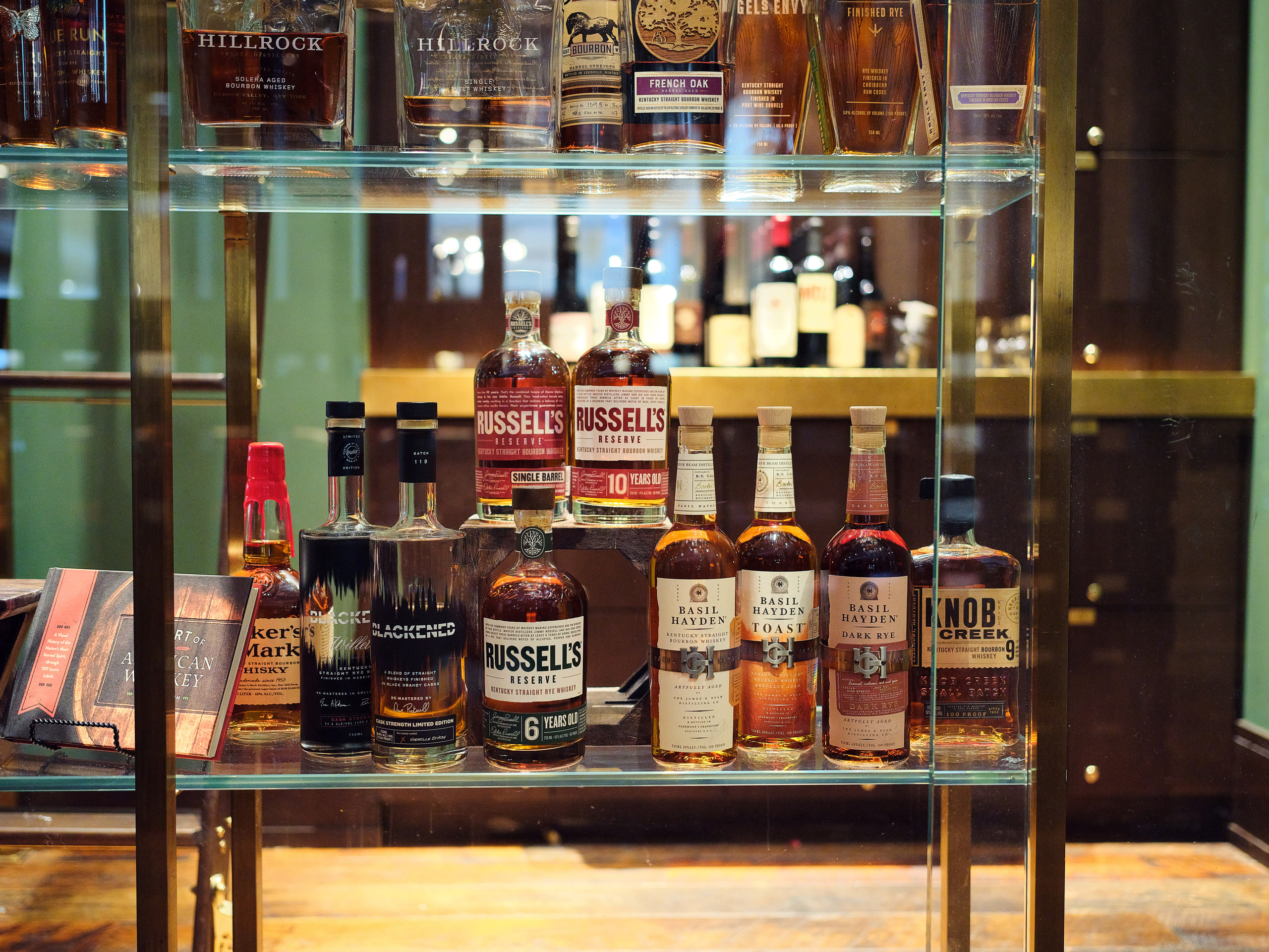 Backlit bottle wall, color and glass.