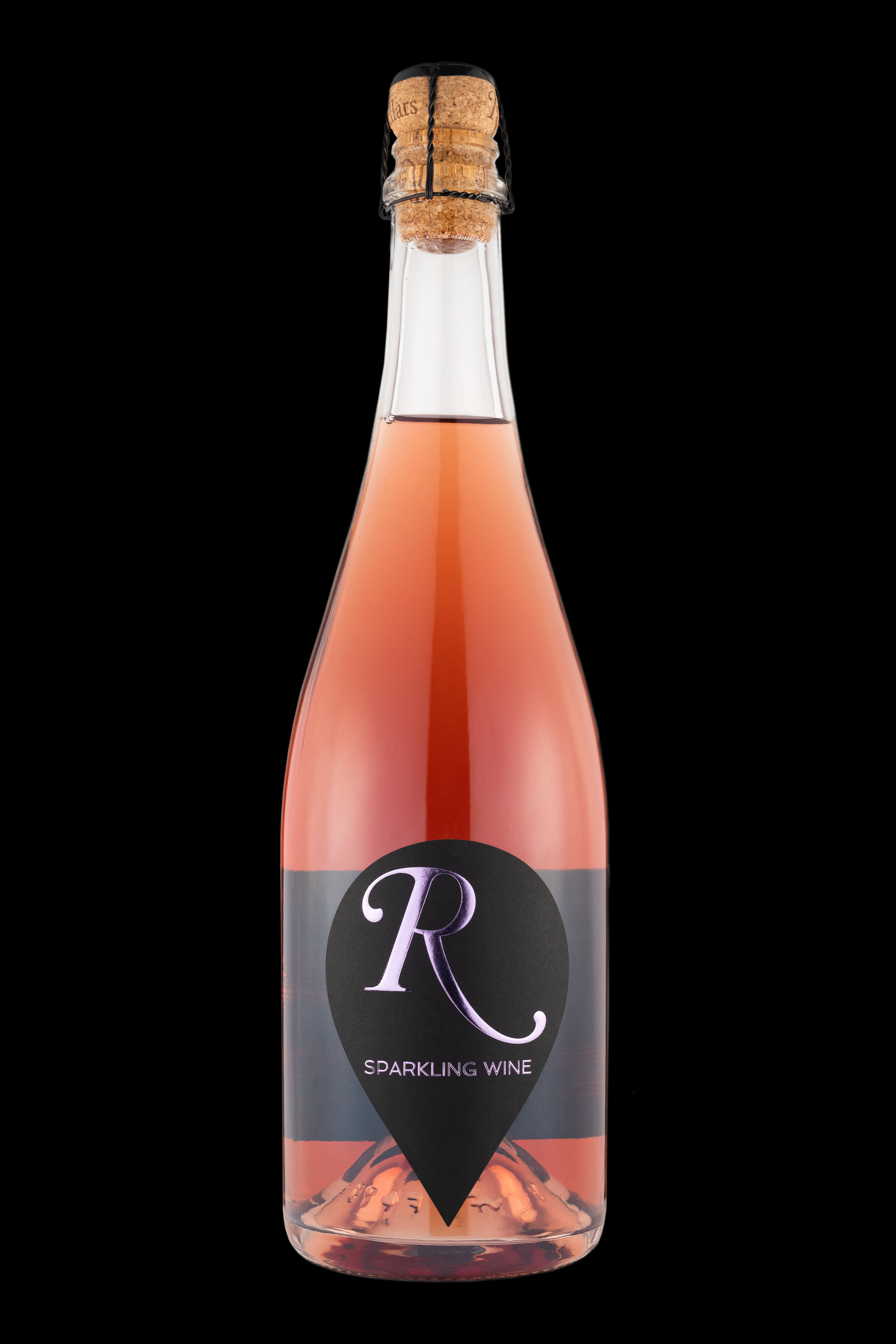 Single rose bottle on black, product, clean.