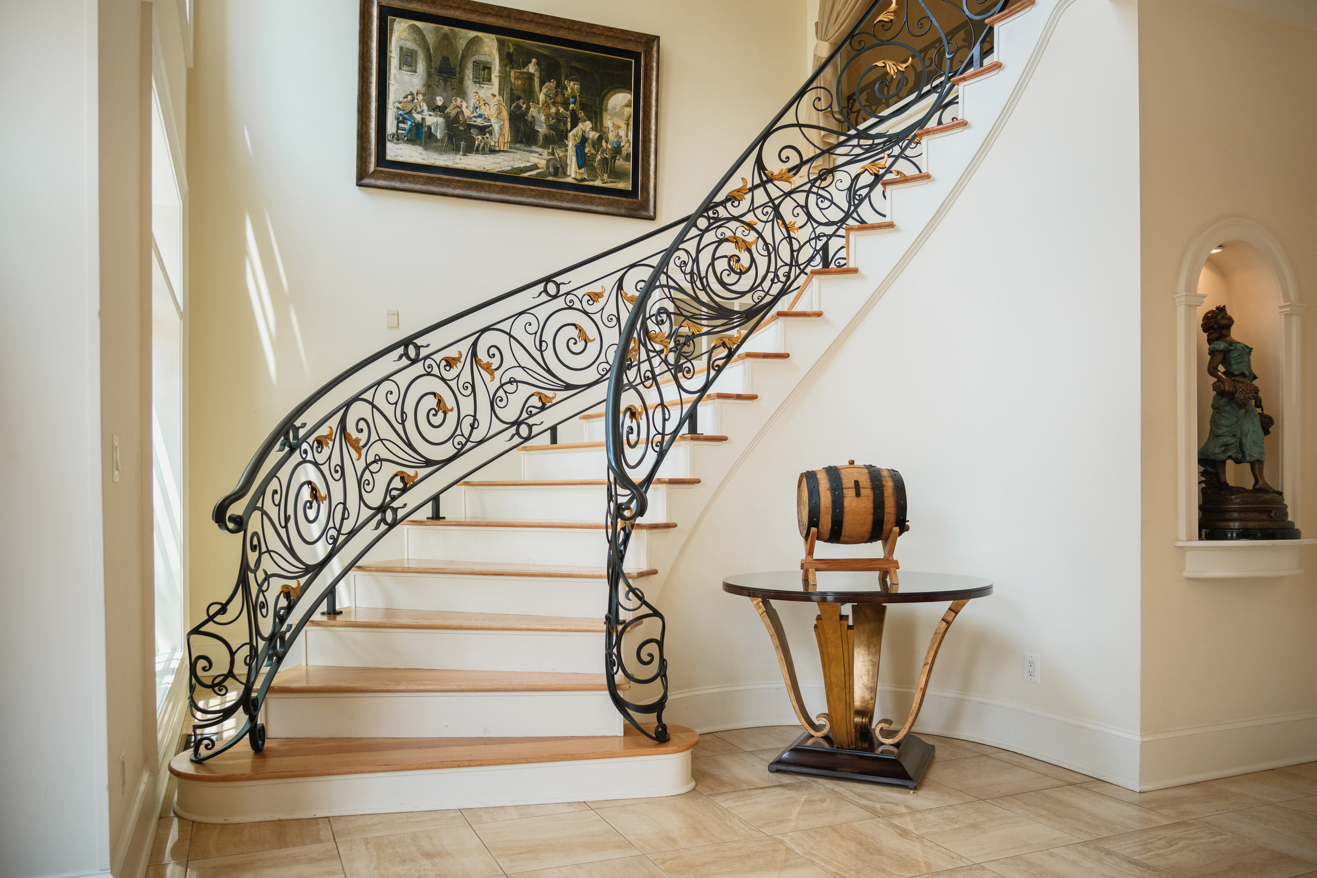 Wrought iron stair, the signature of the house.