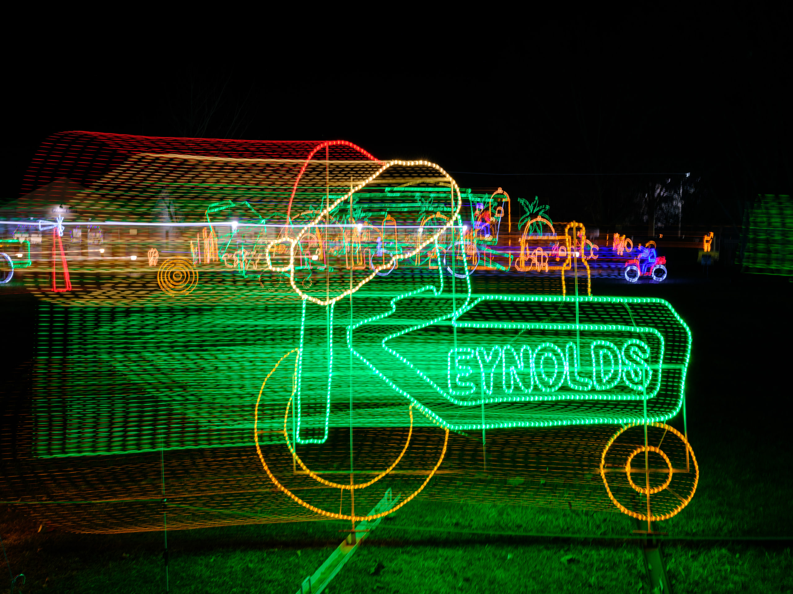 Neon light drawing, green on black.