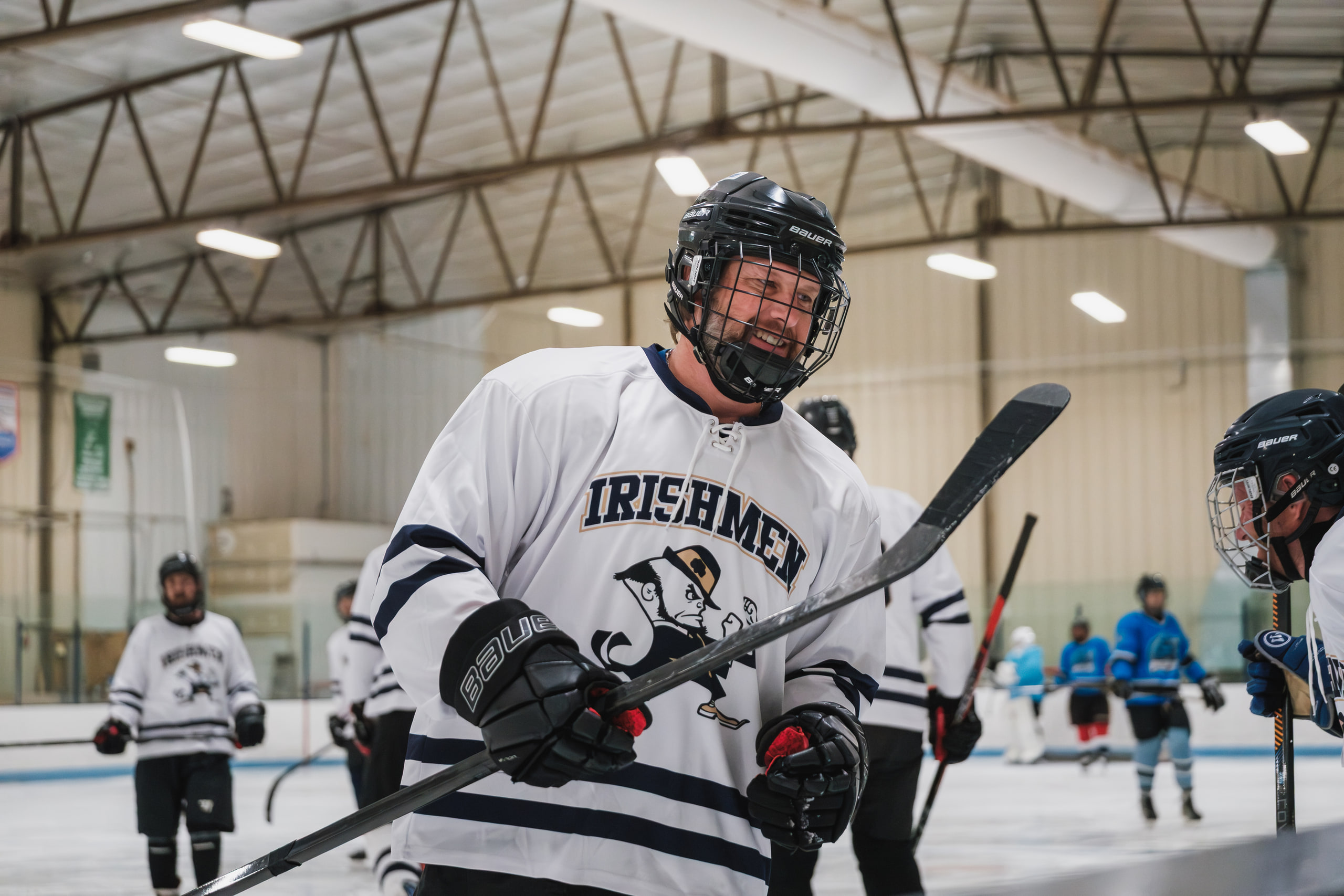 Goalie stretched across the crease, the one real moment.